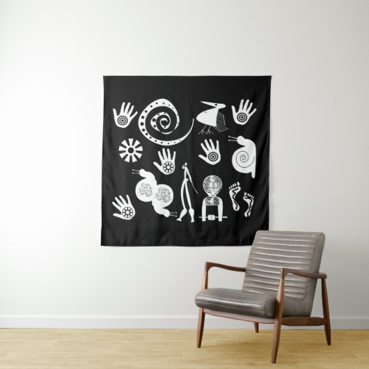 Hedendaagse moderne abstracte Afrikaanse stamkunst Wandkleed (In situ)