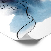 Hedendaagse Moderne Abstracte Kunst Blauw Zwart  Poster (Hoek)