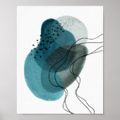 Hedendaagse Moderne Abstracte Kunst Groen Zwart Poster (Voorkant)