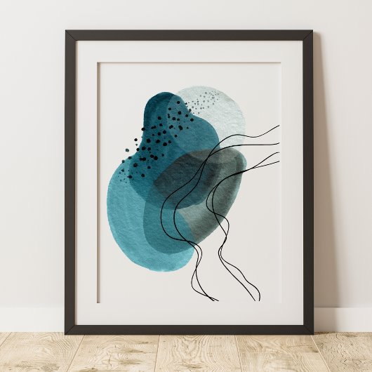 Hedendaagse Moderne Abstracte Kunst Groen Zwart Poster