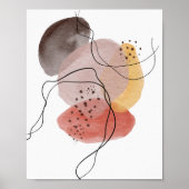 Hedendaagse Moderne Abstracte Kunst Roze Geel Zwar Poster (Voorkant)