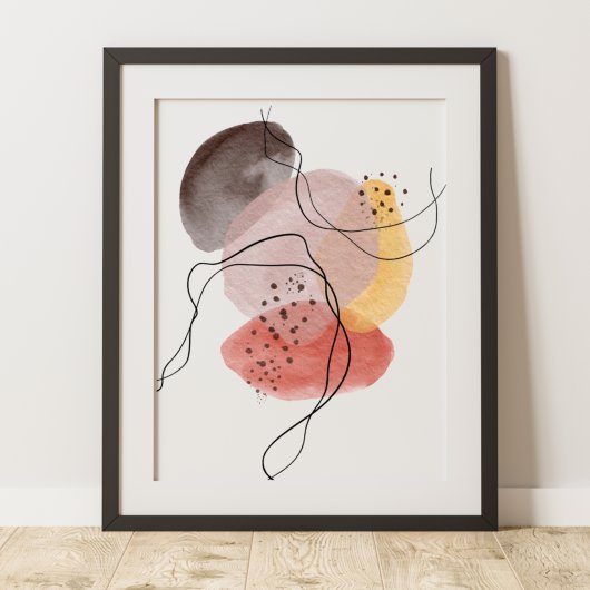 Hedendaagse Moderne Abstracte Kunst Roze Geel Zwar Poster