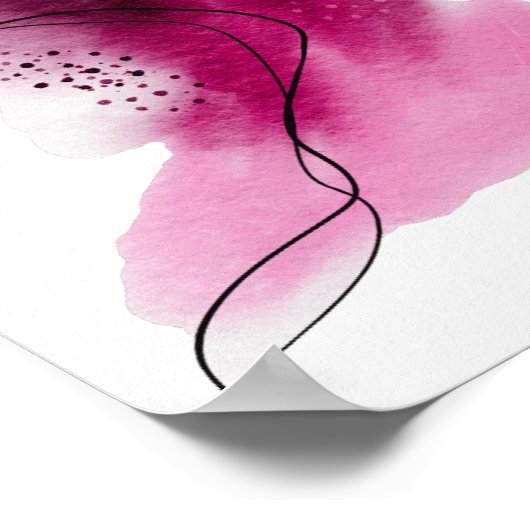 hedendaagse moderne Abstracte roze zwarte Waterver Poster (Hoek)