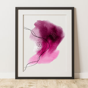 hedendaagse moderne Abstracte roze zwarte Waterver Poster