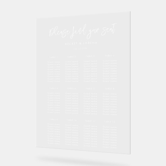 Hedendaagse Moderne Bruiloft Duidelijke Zitgrafiek Acryl Bord (Hoek)