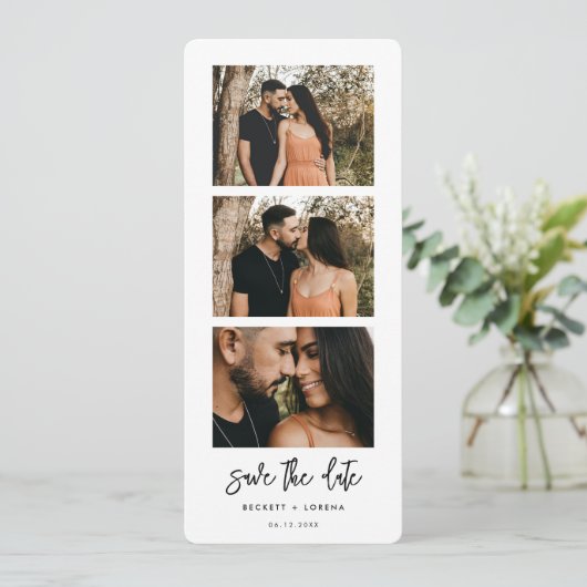 Hedendaagse moderne fotostrip Sla de datum op Aankondiging (Staand voorkant)