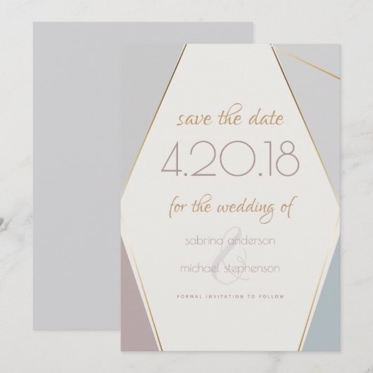 hedendaagse moderne geometrische stripeslaat save the date (Voorkant / Achterkant)