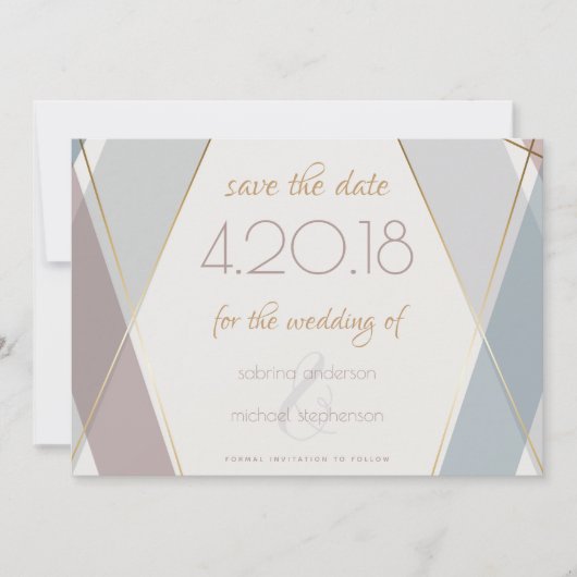 hedendaagse moderne geometrische stripeslaat save the date (Voorkant)
