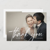 Hedendaagse Moderne Hart Aangepaste Trouwfoto Bedankkaart (Voorkant / Achterkant)
