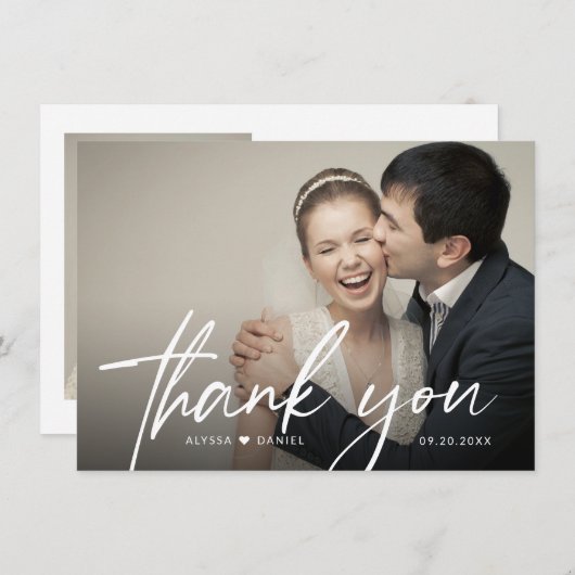 Hedendaagse Moderne Hart Aangepaste Trouwfoto Bedankkaart (Voorkant / Achterkant)