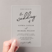 Hedendaagse moderne zwart-wit bruiloft acryl uitnodigingen (Insitu (Draagbaar))