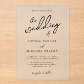 Hedendaagse moderne zwart-wit bruiloft acryl uitnodigingen (Voorkant)