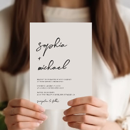 Hedendaagse moderne zwart-wit bruiloft kaart