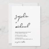 Hedendaagse moderne zwart-wit bruiloft kaart (Voorkant)