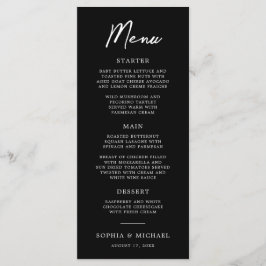 Hedendaagse moderne zwart-wit bruiloft menu