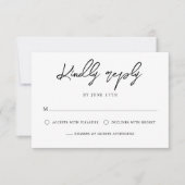 Hedendaagse moderne zwart-wit bruiloft RSVP kaartje (Voorkant)