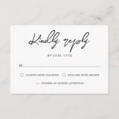 Hedendaagse moderne zwart-wit bruiloft RSVP kaartje (Voorkant)