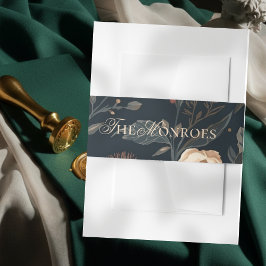 Hedendaagse Moderne Zwarte Bloemige Bruiloft Uitnodigingen Wikkel