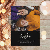 Hedendaagse moderne zwarte bruidsmeisje foto bedankkaart