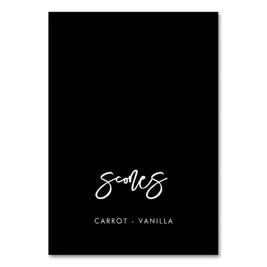 Hedendaagse moderne zwarte bruiloft buffetkaart kaart (Voorkant)