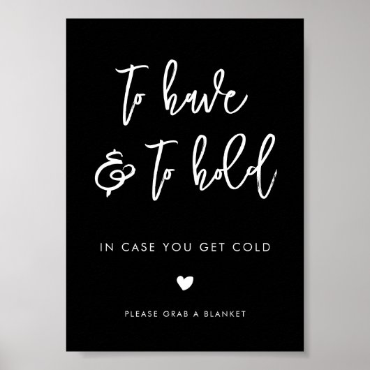 Hedendaagse moderne zwarte bruiloft dekens teken poster (Voorkant)