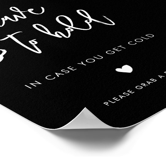 Hedendaagse moderne zwarte bruiloft dekens teken poster (Hoek)