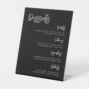 Hedendaagse moderne zwarte bruiloft Dessert Bar Reclamebord Met Voetstuk