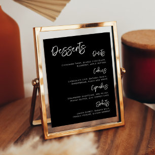 Hedendaagse moderne zwarte bruiloft Dessert Bar te Poster