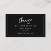 Hedendaagse moderne zwarte bruiloft drink ticket (Voorkant)