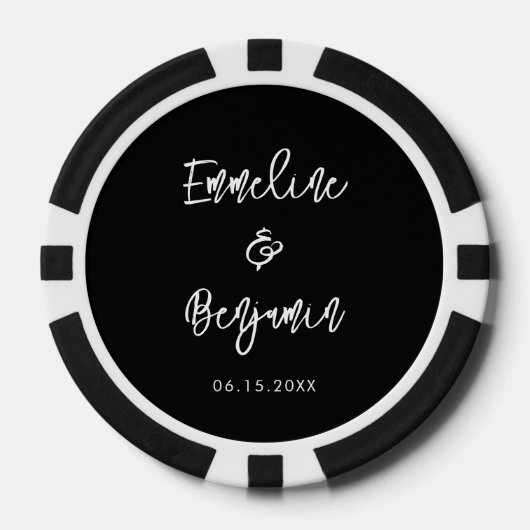 Hedendaagse moderne zwarte bruiloft drink token (Voorkant)