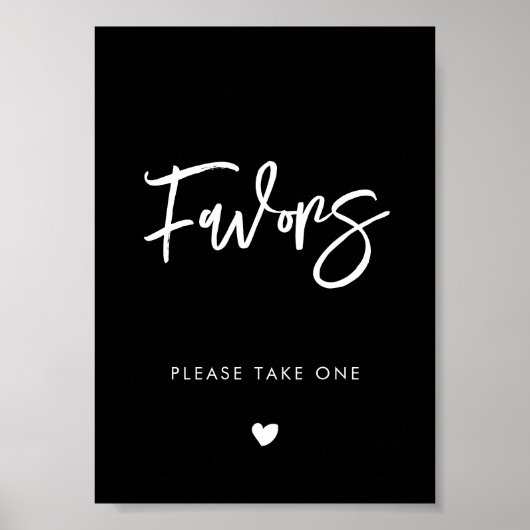 Hedendaagse moderne zwarte bruiloft gunsten teken poster (Voorkant)