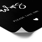 Hedendaagse moderne zwarte bruiloft gunsten teken poster (Hoek)