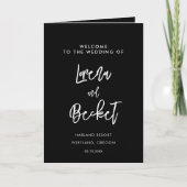 Hedendaagse moderne zwarte gevouwen trouwkaart programma (Voorkant)