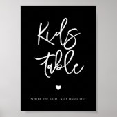 Hedendaagse moderne zwarte Kinder tafel trouwteken Poster (Voorkant)