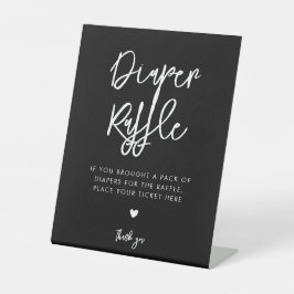 Hedendaagse moderne zwarte luier Raffle Reclamebord Met Voetstuk