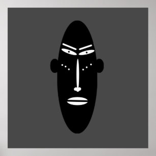 Hedendaagse moderne zwarte masker abstract gezicht poster