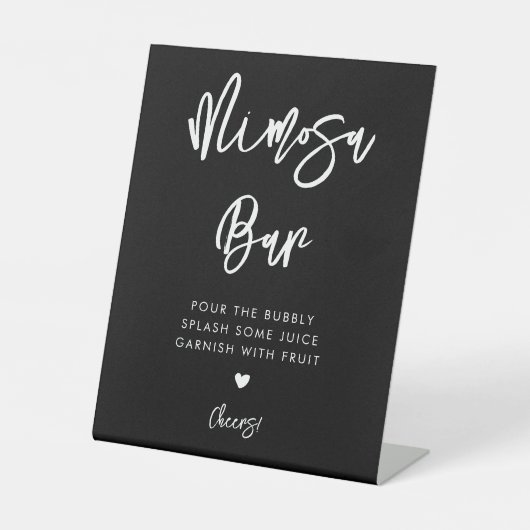 Hedendaagse moderne zwarte Mimosa bar Reclamebord Met Voetstuk (Voorkant)