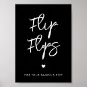Hedendaagse moderne zwarte Teenslippers trouwbord Poster (Voorkant)