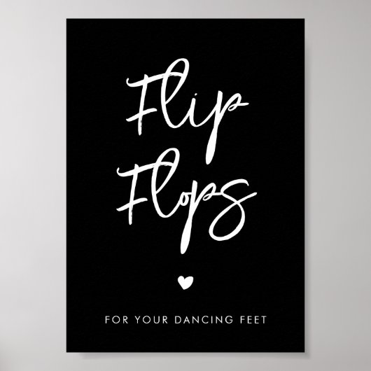 Hedendaagse moderne zwarte Teenslippers trouwbord Poster (Voorkant)