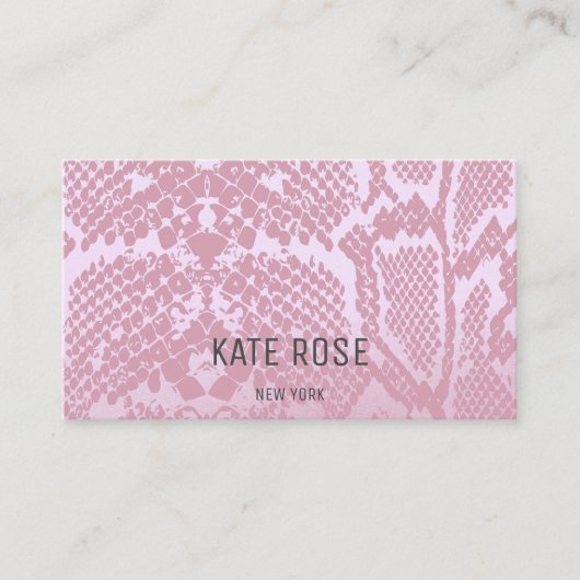 Hedendaagse monochromatische python huid roze visitekaartje (Voorkant)