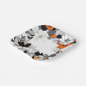 Hedendaagse monochrome oranje bloemen bruiloft papieren bordje (Gebogen)