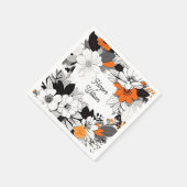 Hedendaagse monochrome oranje bloemen bruiloft servet (Hoek)