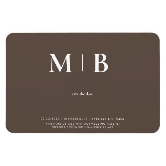Hedendaagse Monogram Chocolade Save the Date Magneet (Horizontaal)