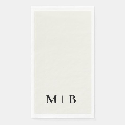 Hedendaagse Monogram Crème Zwart Tekst Bruiloft Servet (Voorkant)