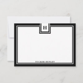 Hedendaagse Monogram Vet Zwarte Rand Briefpapier Notitiekaartje