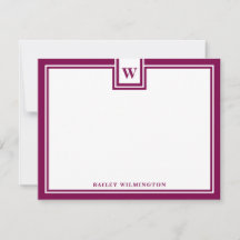 Hedendaagse Monogram Wijnrode Rand Briefpapier