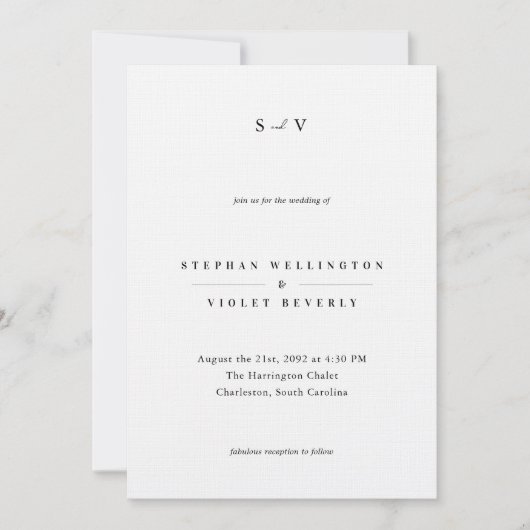 Hedendaagse Monogram Zwart-wit bruiloft Kaart (Voorkant)