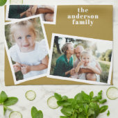 Hedendaagse Mosterd Multi Foto Familiecliché Keuke Theedoek (Gevouwen)