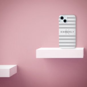 Hedendaagse namaak zilveren ombre strepen en grijs iPhone 15 case