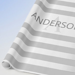 Hedendaagse namaak zilveren ombre strepen & grijs cadeaupapier
